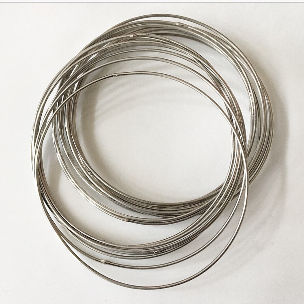 Vintage Set of 18 Thin Silver Bracelets